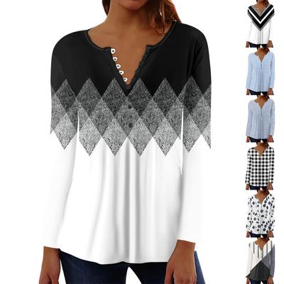 Женский повседневный топ свободного покроя с длинным рукавом и пуговицами