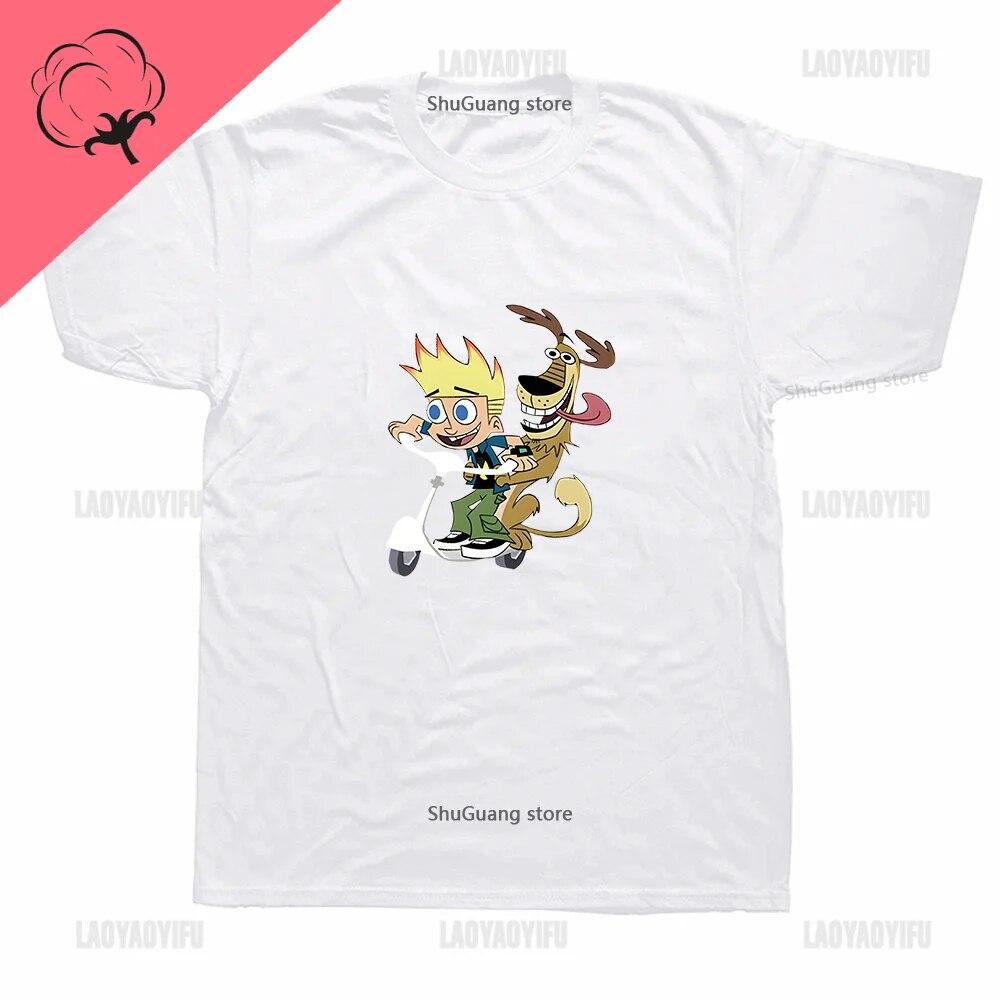 Топы с принтом «Ностальгия» из мультфильма Джонни Тест, винтажная милая одежда в стиле каваи, футболки унисекс с рисунком, повседневные хлопковые футболки в стиле Харадзюку, Ropa Mujer