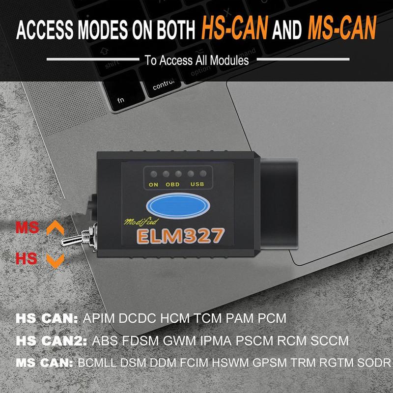 ELM327 V1.5 Переключатель MS/HS-CAN PIC18F25K80 ForScan Для Ford/Mazda Читатель кодов Bluetooth/WIFI Программирование скрытых функций Elmconfig