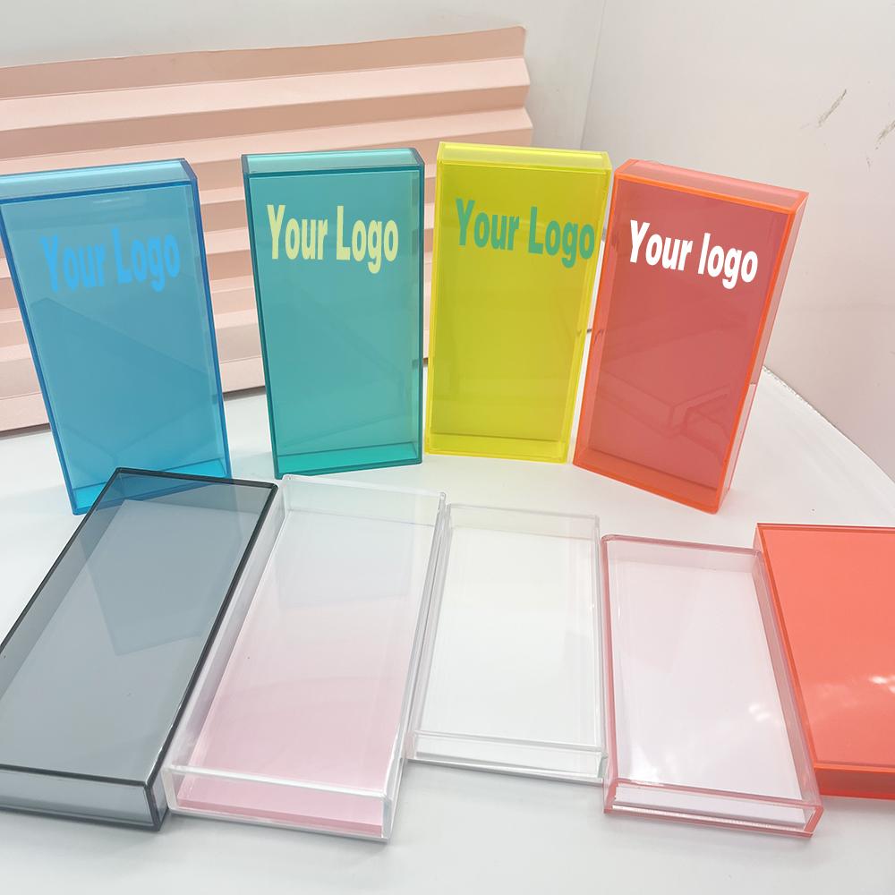 Custom logo Black pink clear Colors Acrylic Lash Tile with Cover Eyelash Extensions Organizer Storage Box Lash Tile with Cover