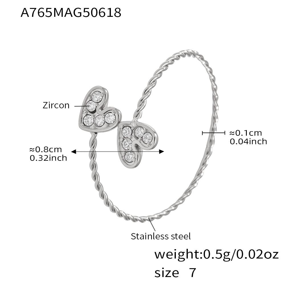 Кольцо Geometric Ring с сердцем из страз Mili и цирконом 5A, с регулируемым браслетом из нержавеющей стали с покрытием 18K, набор украшений для девочек.