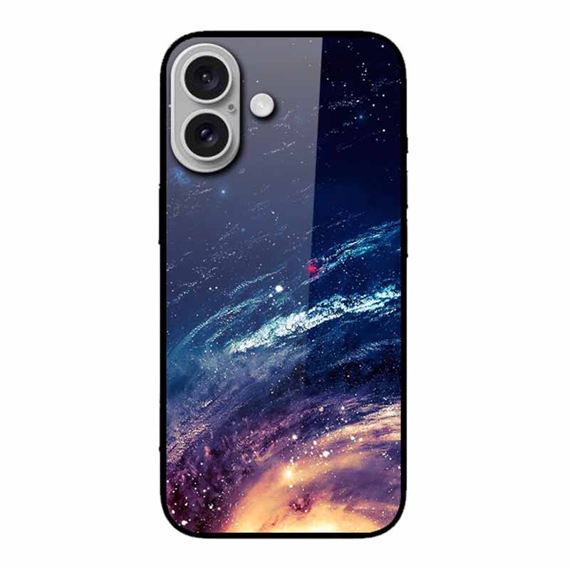 Glass Case For iphone 16 Plus 16Plus Coque Tempered Glass Hard Back Cover For iphone 16 Plus Phone Case Soft TPU Black Bumper