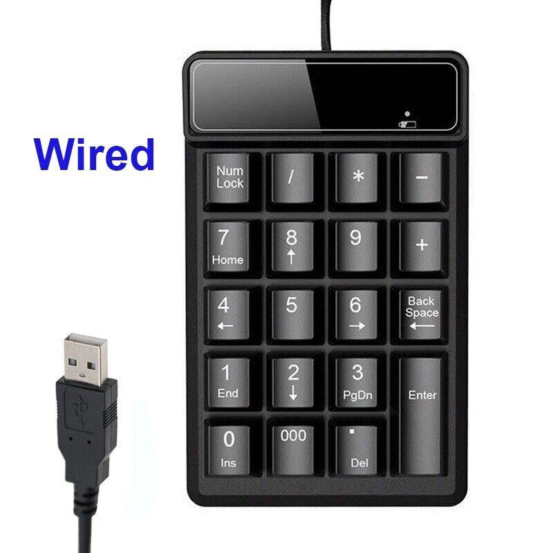 Wired / Wireless Digital Keyboard Waterproof 19-Key Financial Accounting Numeric Keypad for Laptop PC Desktop