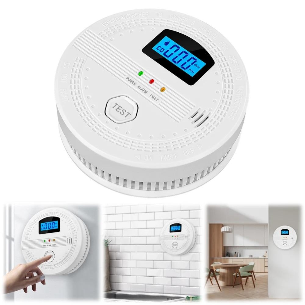 Audible Alarm 2 In 1 CO Smoke Detector LCD Digital Display CO Sensor Home Use