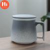 Керамическое ситечко для чая, кружка с крышкой и фильтром, креативная фарфоровая чашка для чая, офисная чашка для разделения воды, простая домашняя посуда для питья, подарок