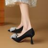 Модные 6,5 см новые женские туфли на высоком каблуке из натуральной кожи с острым носком весенняя мода для отдыха, клуба, вечеринки, свадьбы, женские туфли на каблуках 35-39
