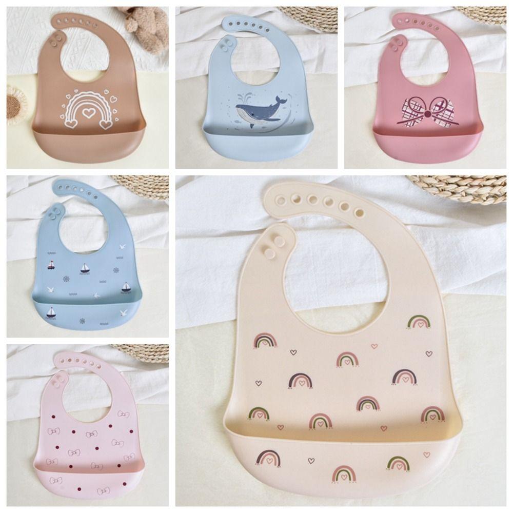 with Food Catcher Silicone Baby Bibs Soft Teething Drooling Bib For Girls Boys Toddlers