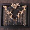 Butterfly Rhinestone Hair Combs Earrings Hair Stick Chinese Style Crown Bridal Wedding Jewelry Set