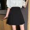 Women's Plus Size Korean Style Black Pleated A-Line Skirt - High Waist, Trendy and Slimming (Summer 2025)