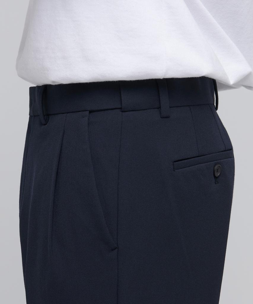 MUSINSA STANDARD Wide Hidden Banding Crop Slacks [Navy]