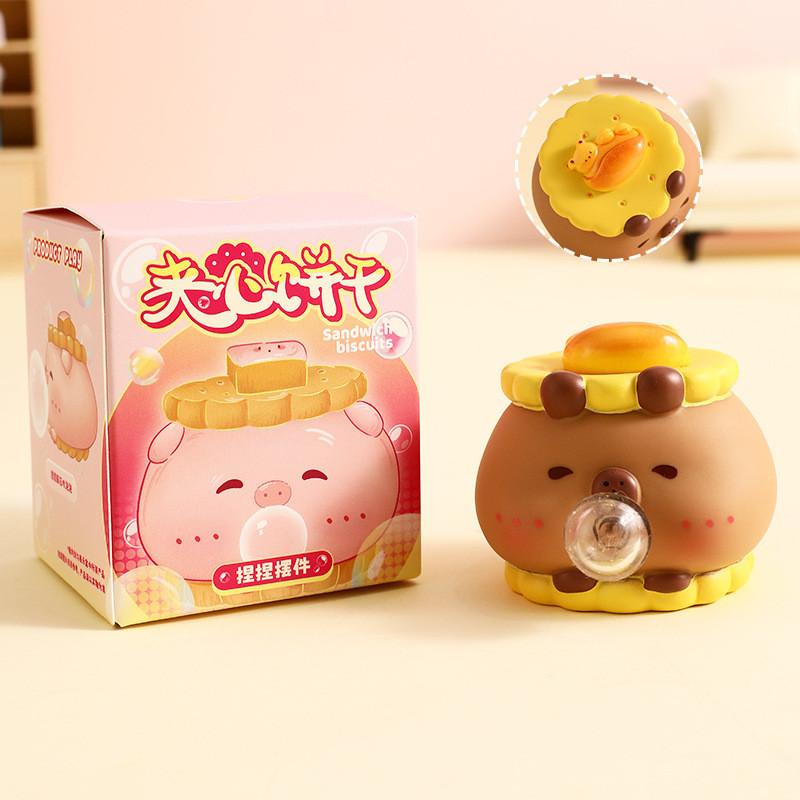 Adorable Cartoon Squeeze Biscuit Decorative Figurines For Stress Relief In Home Office