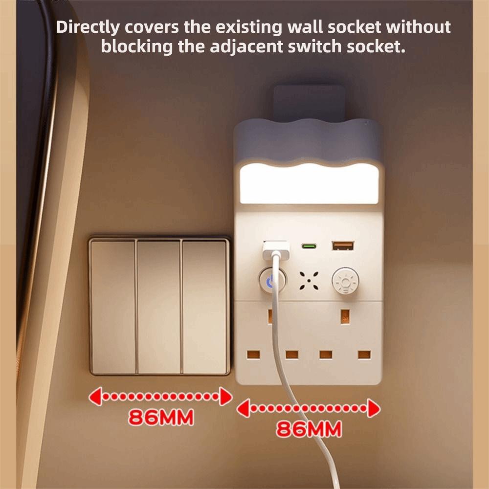 1Type C & 2USB-A Night Light Socket Converter Warm White LED Socket Wall Lamp  Bedroom