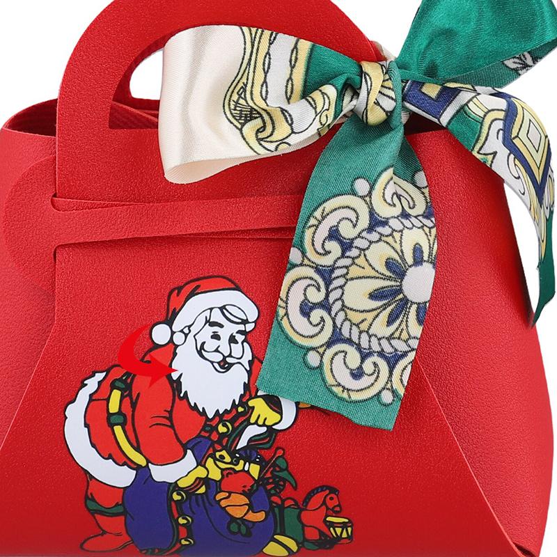 1 шт. рождественская вечеринка декор ручной подарочный пакет рождественские коробки конфет с принтом Санта-Клауса коробка конфет из искусственной кожи