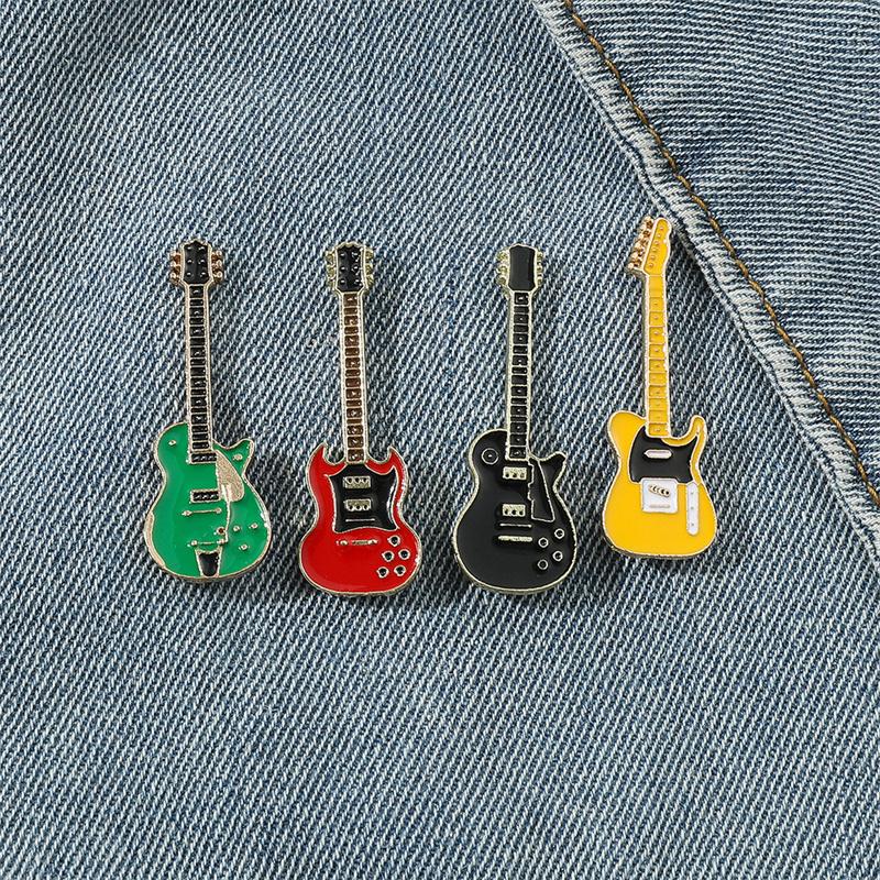 Musical Instrument Series Electric Guitar Violin Metal Enamel Brooch Fashion Personality Lapel Pin Badge Jewelry Gift for Friend