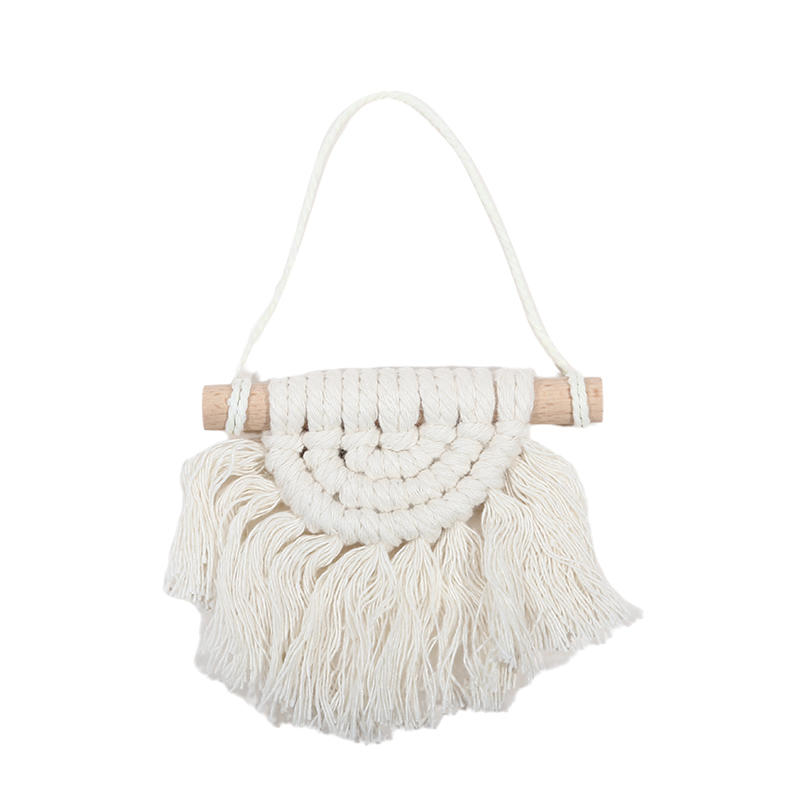 Ручная работа, мини-подвеска в стиле макраме, настенный гобелен в стиле радуги, украшение для автомобиля в стиле бохо для спальни, комнаты для девочек