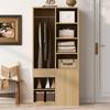 Wardrobe 70 × 50 × 170 cm, with multiple drawers, multi-tier shelves, generous storage space, large clothes rail, wardrobe for one person, wood color