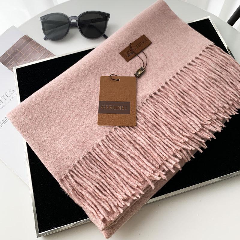 Cashmere Hand Feel Autumn And Winter Solid Color Scarf Women'S Thick Tassel Simple And Versatile Soft And Warm Imitation Cashmere Shawl