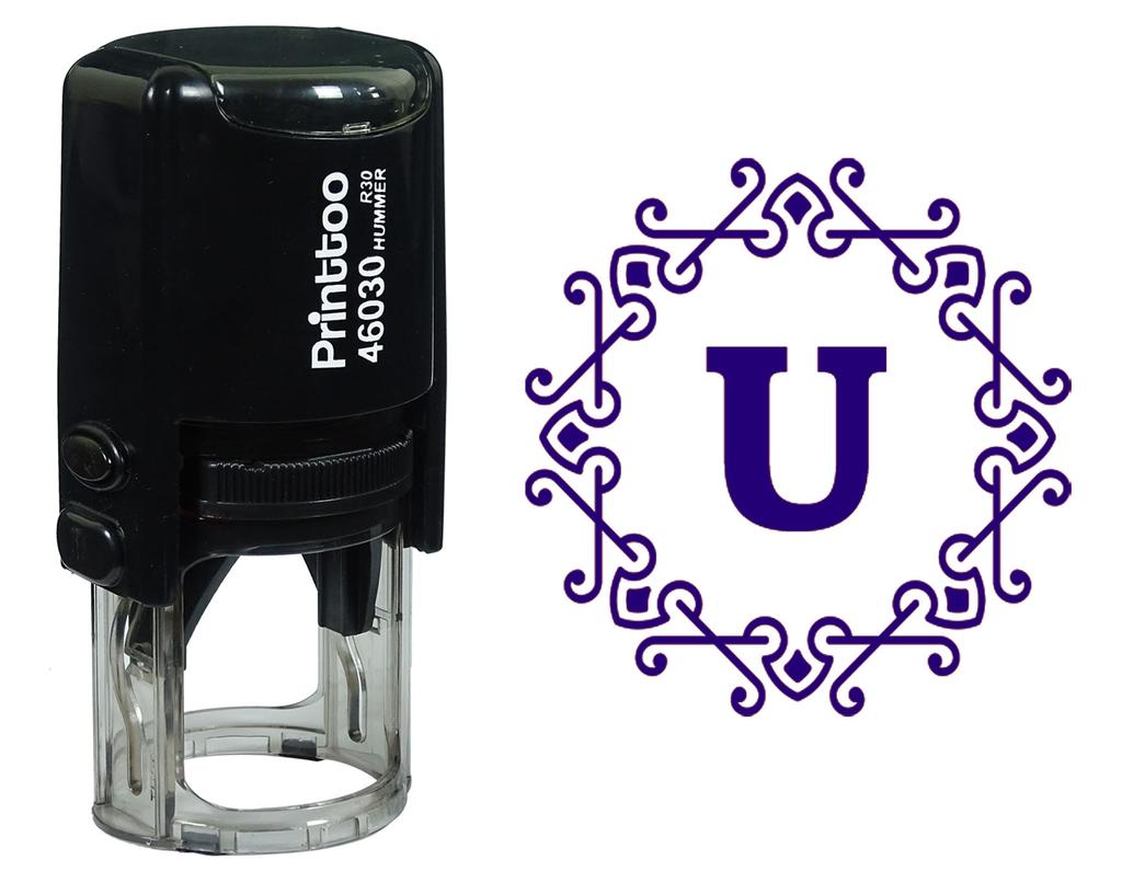 Printtoo Alphabet U Monogram Octagon Celtic Swirl Frame Self Inking Rubber Stamp Office