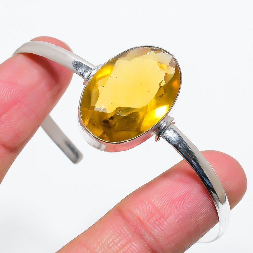 Натуральный цитрин, драгоценный камень, стерлинговое серебро 925 пробы, регулируемый браслет-манжета b5a30