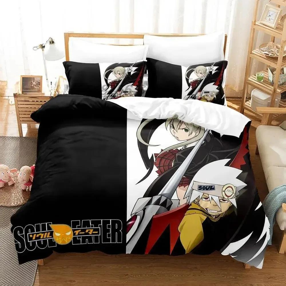Soul Eater Постельный комплект Односпальный Полуторный Двуспальный Кинг-сайз Комплект для кровати Взрослый Детский Спальня Комплекты пододеяльников 3D-принт Аниме Комплекты простыней