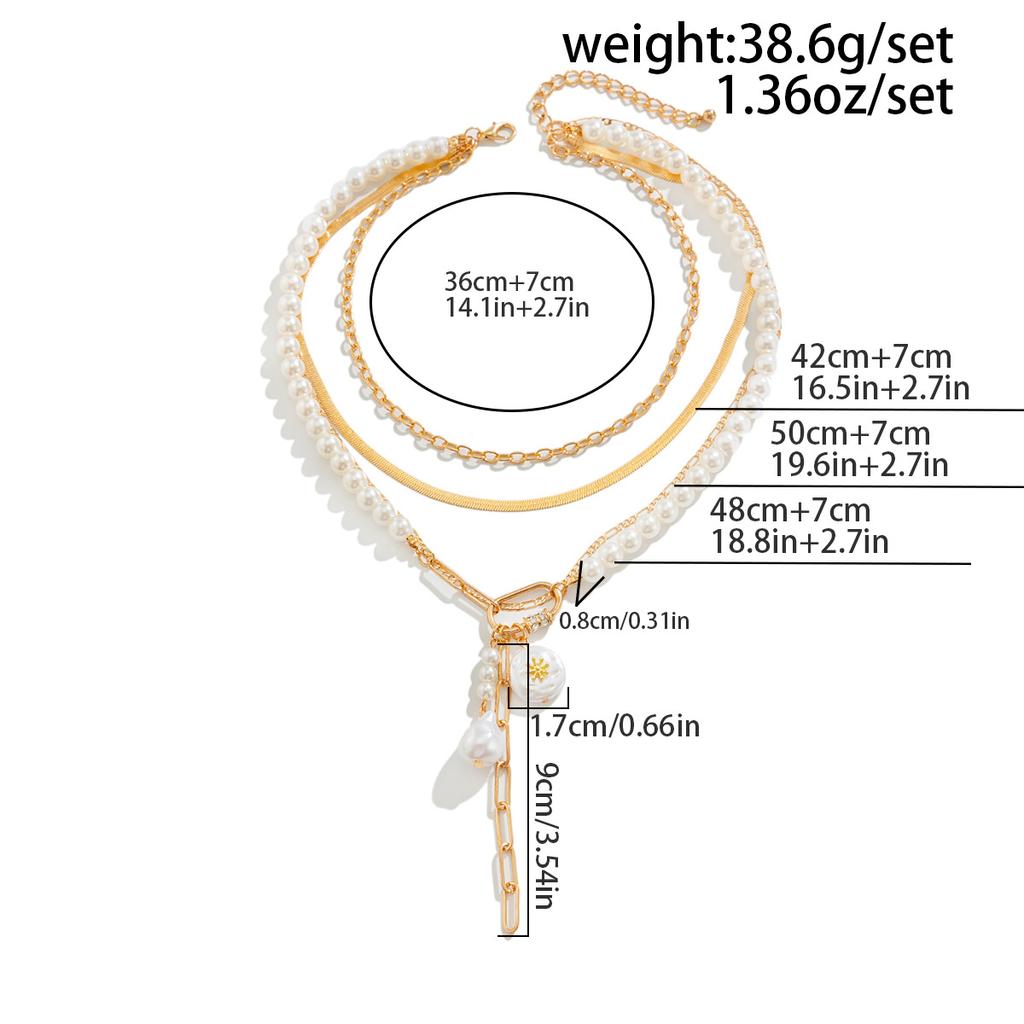 Винтажное ожерелье с подвеской из искусственного жемчуга на ключицу, многослойная золотая цепочка, колье-чокер, аксессуары с подвесками, ювелирные изделия