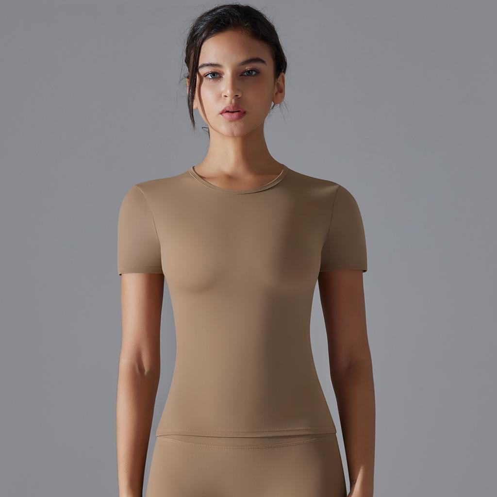 Двусторонняя начесаная высокоэластичная обтягивающая дышащая одежда для йоги с коротким рукавом спортивная одежда для бега фитнеса йога футболка