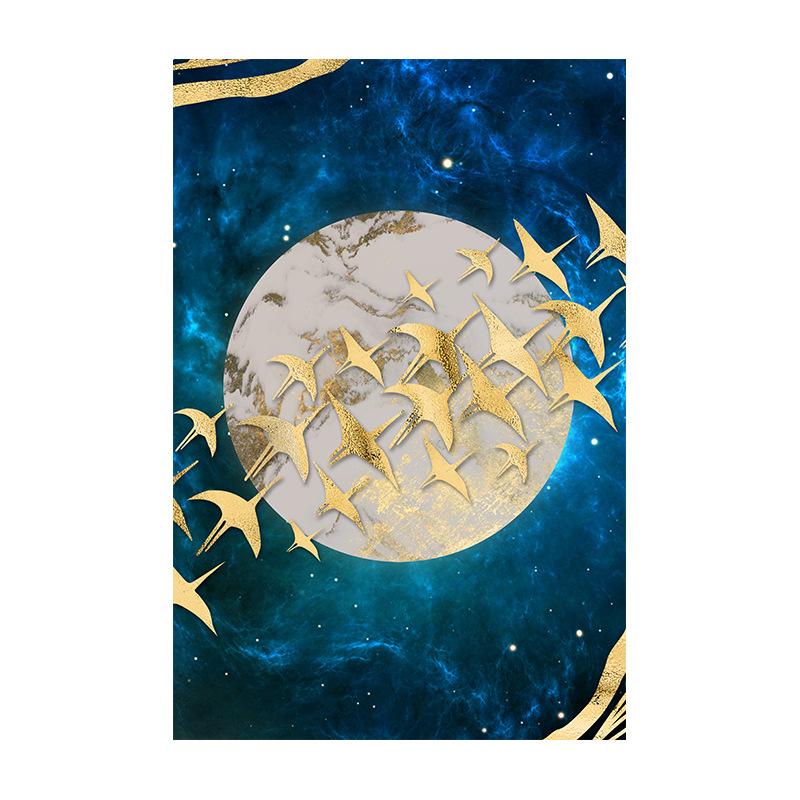 Креативная геометрия, тройная декоративная картина, золотая птица, используется для домов, гостиных, подвесных картин, фресок, картин в рамах