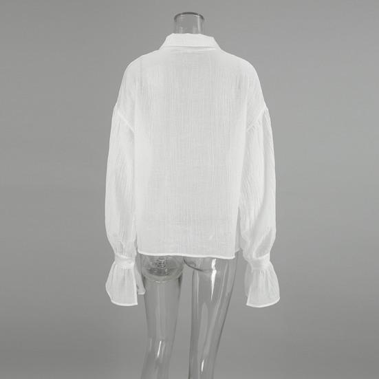 Женская рубашка с лацканами и воротником-бабочкой, расклешенная, с длинным рукавом, однобортная рубашка