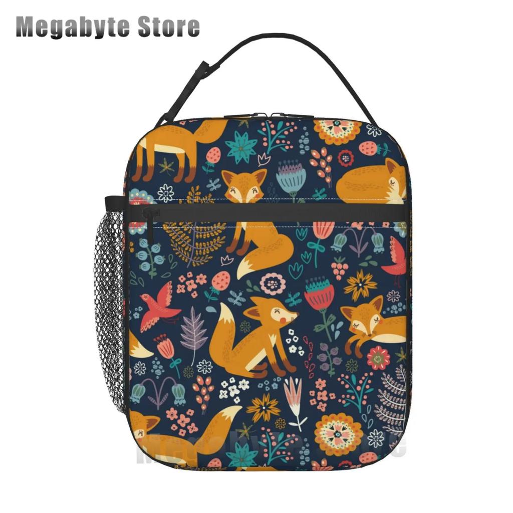 Foxes Autumn Fox Милый оранжевый многоразовый ланч-бокс для офиса, школы, пикника, пляжа, герметичная сумка-холодильник, сумка для ланча