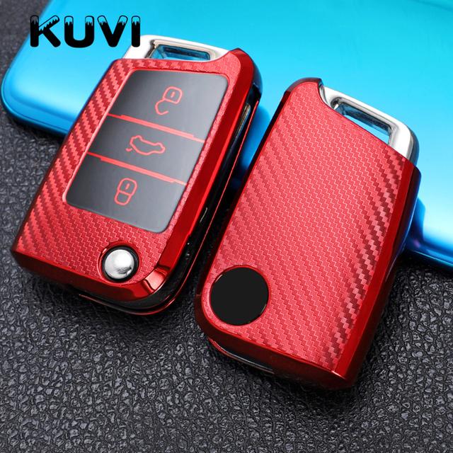 Чехол для ключей из ТПУ из углеродного волокна для VW Volkswagen Golf 7 MK7 Tiguan MK2 для SEAT Ateca Leon FR 2 Ibiza для Skoda Octavia A7