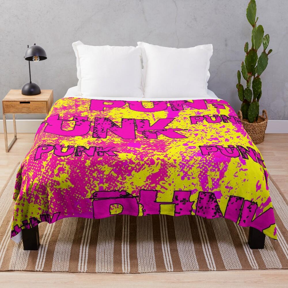 retro punk rock design Throw Blanket