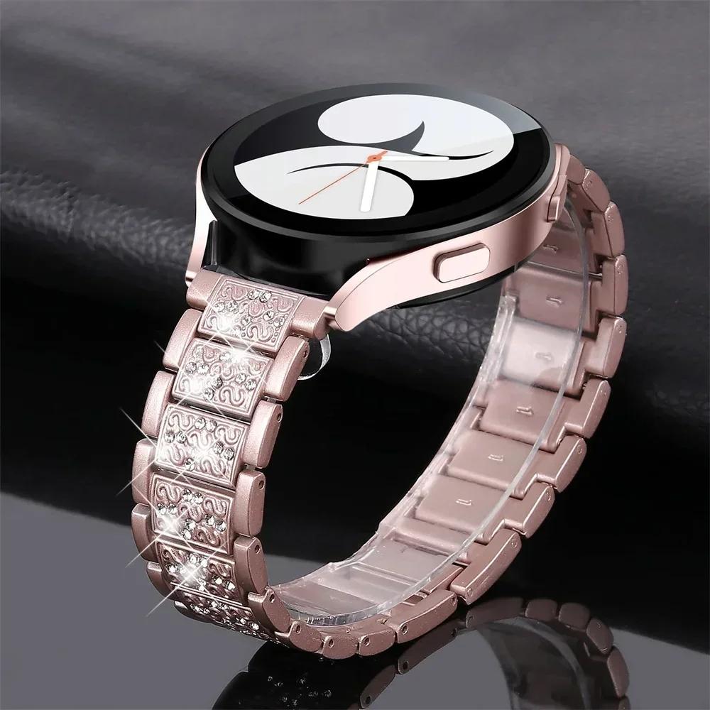 20 мм Алмазный ремешок для часов Samsung Galaxy Watch 6 5 4 Роскошный Bling Быстросъемный ремешок для часов Huawei Watch GT 4/3/2 Браслет