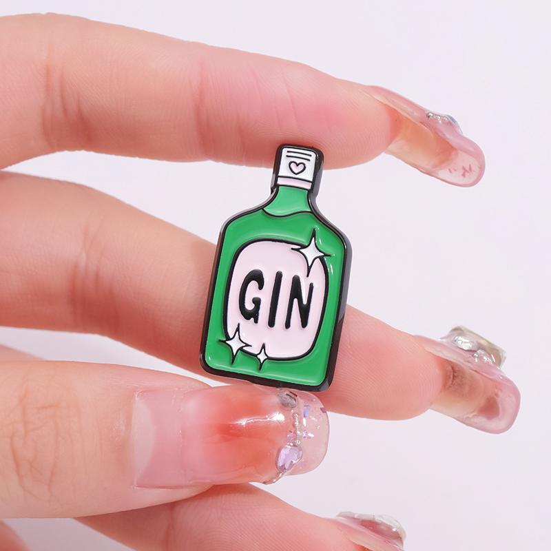 Эмалевые значки в виде винных бутылок, пользовательские броши GIN TONIC, значки на лацкан, мультяшные забавные украшения, подарок для друзей