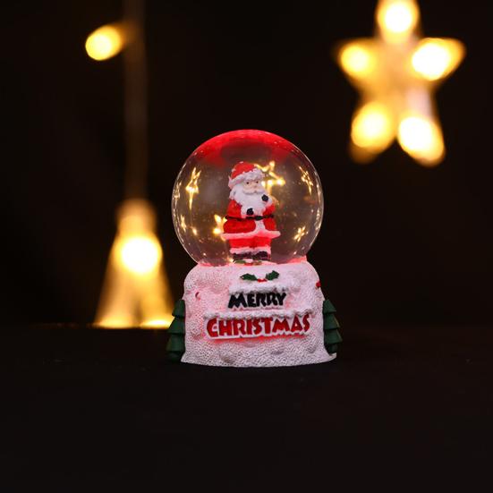 Christmas Snow Globe with Colorful Lighting Lovely Shape Desktop Decor Santa Claus Snowman Glass Ball Ornament Children Gift