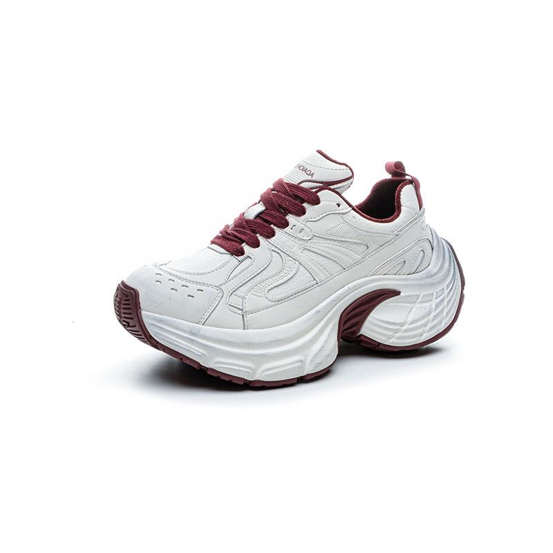Ретро и старые повседневные спортивные туфли для женской весны, новые кожаные, удобные и дышащие, на толстой подошве, маленькие кроссовки-папы