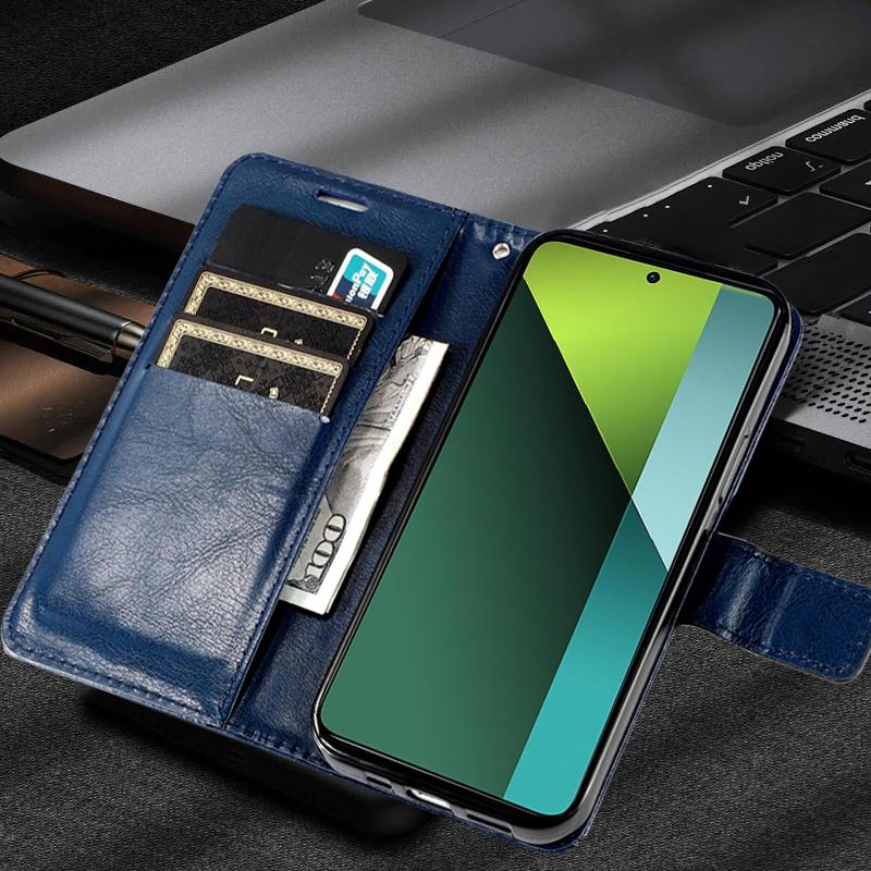 Противоударный кожаный чехол-книжка-бумажник для Xiaomi Redmi Note 13 12 11 Pro Plus 12S 11S 13C K70E Poco M4 X5 X6 Pro 5G 4G Мягкий силиконовый чехол для телефона