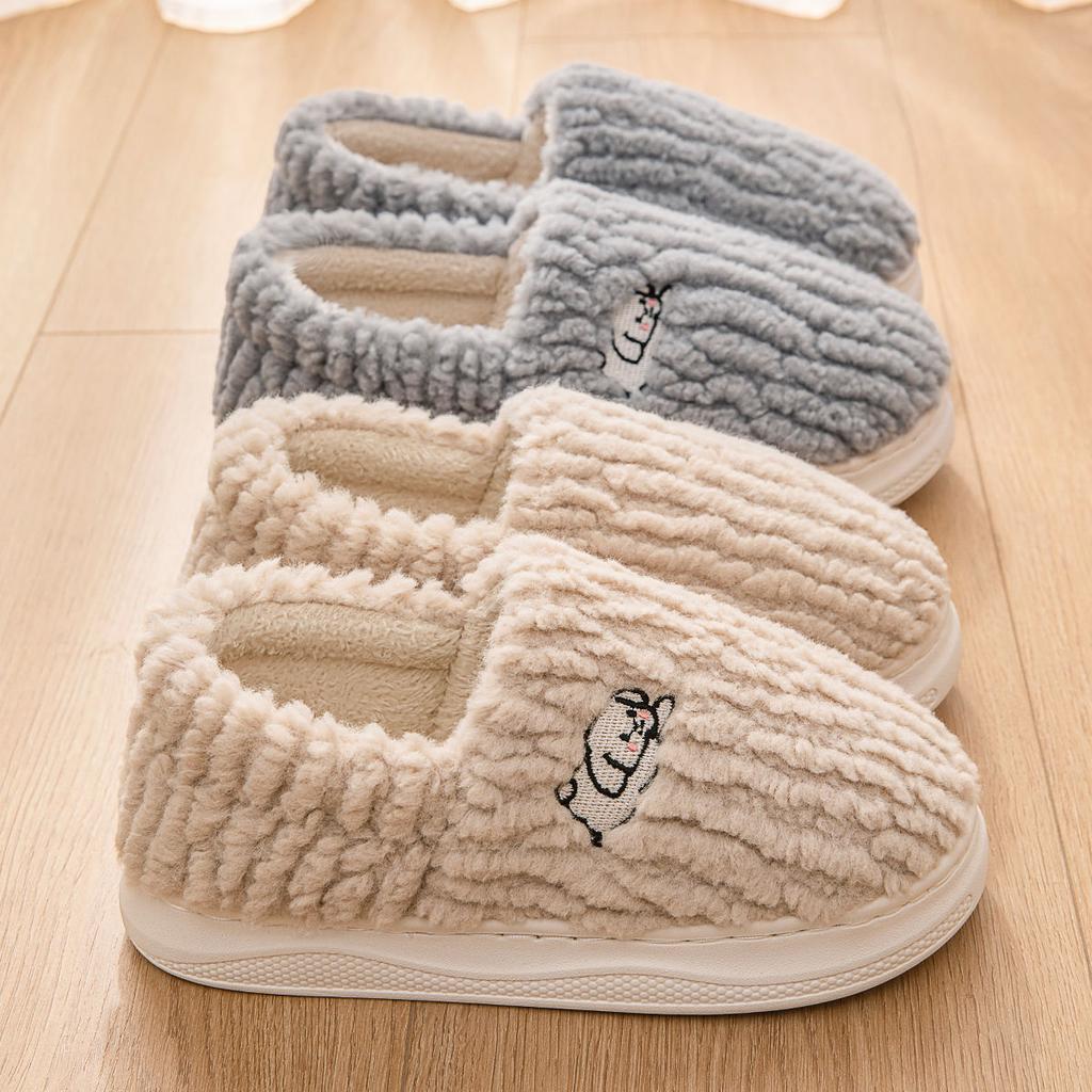 Cotton Slippers Winter Bag Heel 2025 New Indoor Home Thick-soled Velvet Warm Couple Home Cotton Shoes