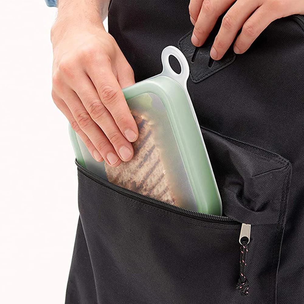 Sandwich Holder Lunchbox Bakery Boxes Silicone Rubber Portable Lunch Box Loaf Bread Sandwich Containers Sealable Containers 1pc