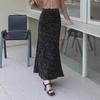 Elegant High-Waist Velvet Fishtail Skirt with Sequins for Autumn