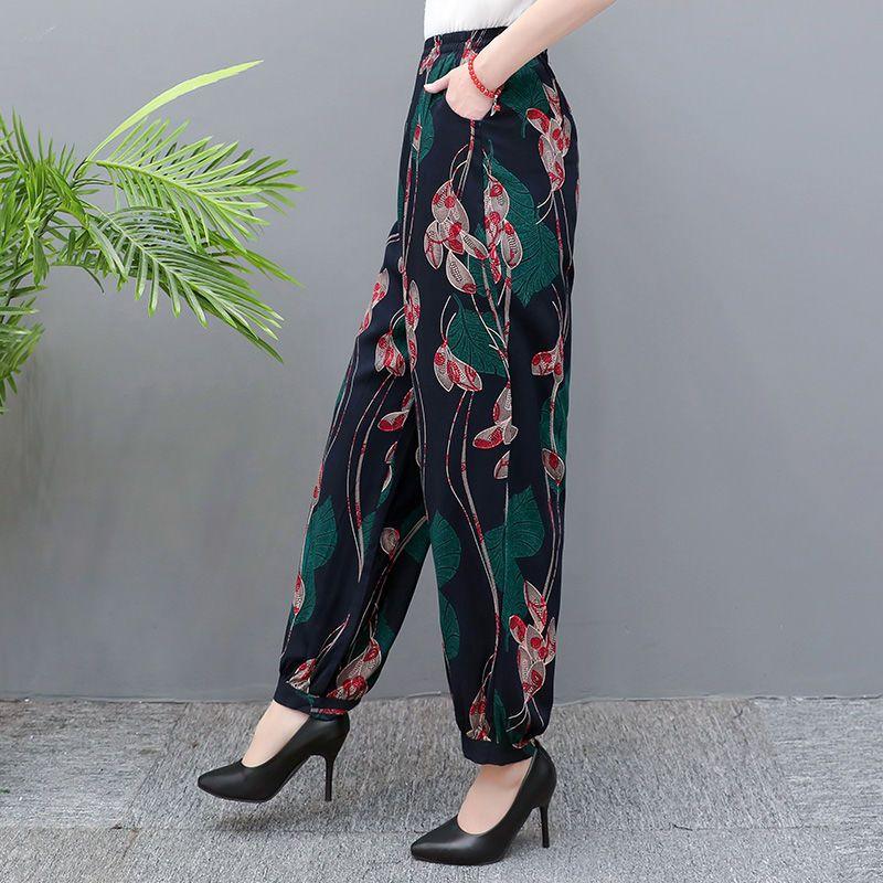 Women's Summer Lantern Pants Middle-aged and Elderly Casual Pants Square Dance Vacation Style Floral Pants In Various Colors