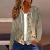 Women's Fashion Casual Zip Up Hooded Print Long Sleeve Sweatshirts Coat