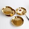 European Luxury Plated Gold Ceramic Plate Tableware Round Small Dish Dessert   Tray Bottom