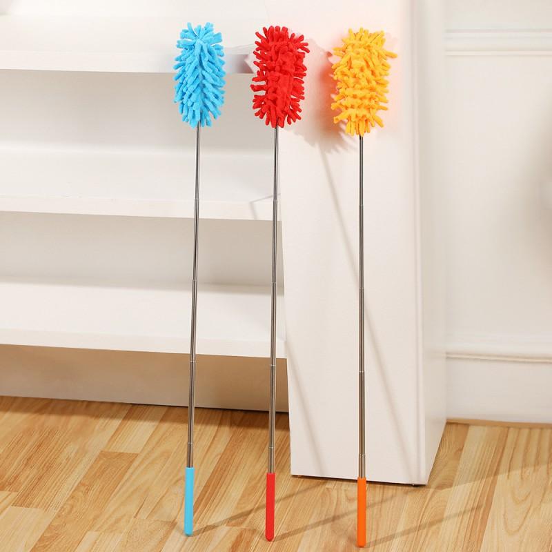 Extendable Chenille Dust Duster With Stainless Steel Handle Round Head 98cm Long Home Office Cleaning