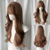 Коричневый вьющийся волнистый парик с челкой 26 дюймов волокно синтетическое термостойкое натуральное вечеринка или селфи для женщин корейская мода