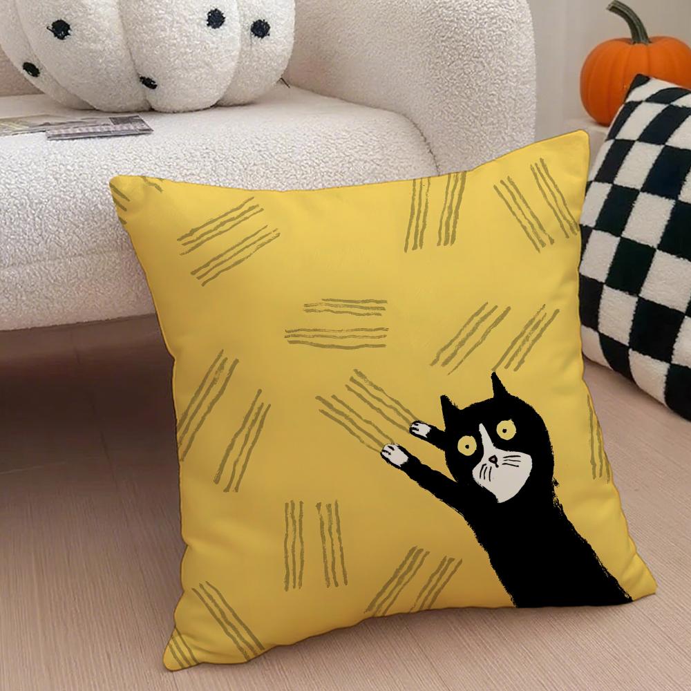 Minimal Witty French Art JJean Jullien Cushion Cover Throw Pillow Cover Hidden Button Durable Polyester Chair Cushion