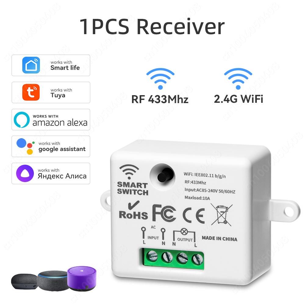 Tuya Умный дом WIFI Релейный модуль Переключатель Мини Свет RF433MHz Настенная панель Переключатель Беспроводное голосовое управление Таймер Google Home Alexa