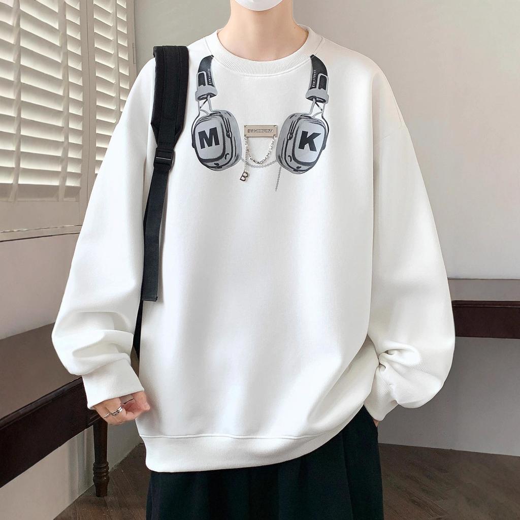 Осень и Зима Новое Молодежное Дизайнерское Ожерелье Украшено Красивым Новым Свитером с Принтом Мальчики Удобный Свободный Джокер.