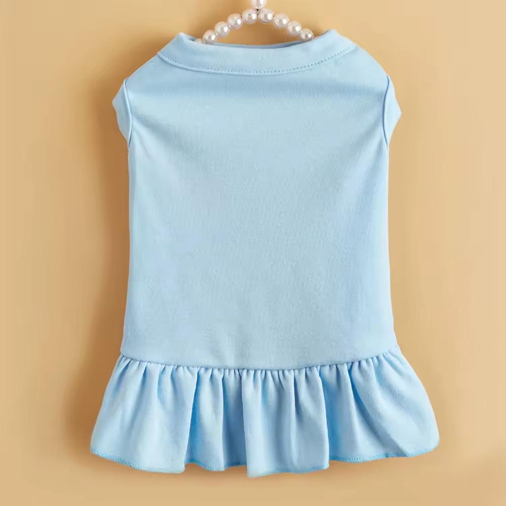 Spring Summer Solid Color Sleeveless Breathable Cotton Princess Ruffle Skirt Teddy Chihuahua Puppy Cat Cute Dog Dress