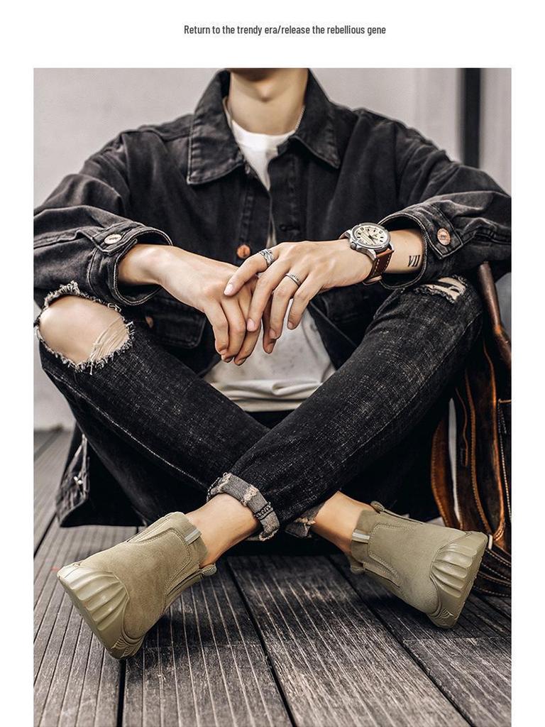 Мужские зимние рабочие ботинки Plus Velvet Thicken: Дышащая, удобная, модная, повседневная, универсальная обувь для отдыха на открытом воздухе