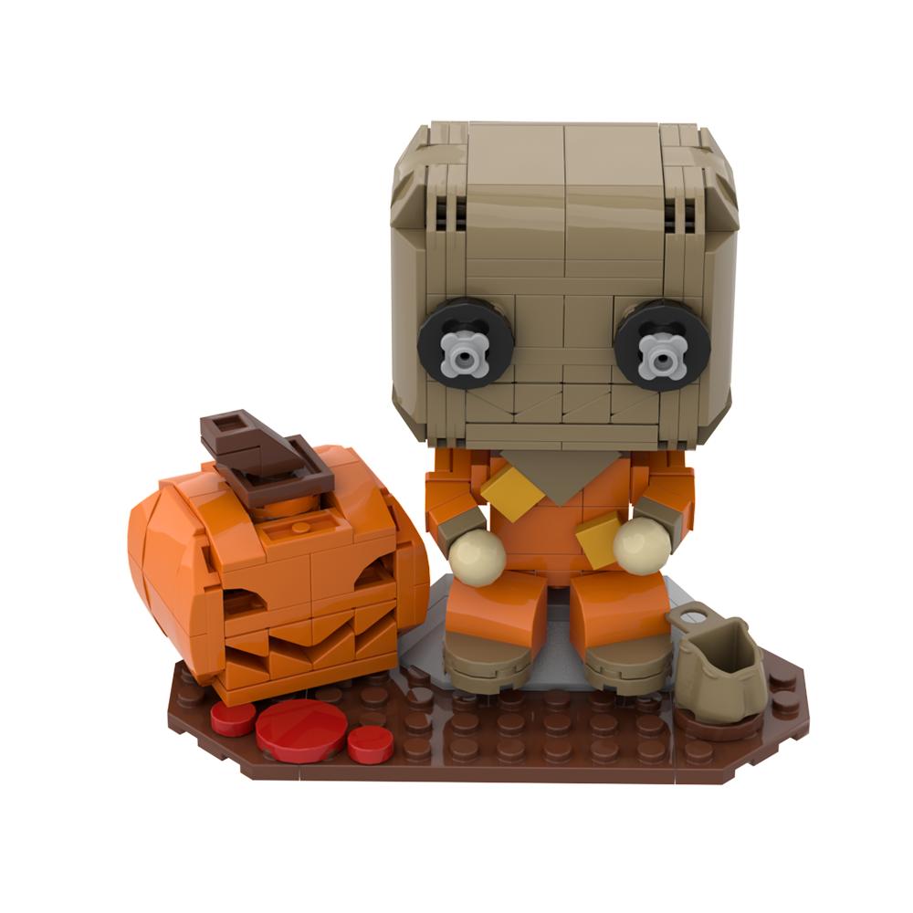 Gobricks MOC Хоррор Фильм Хэллоуин Угощай или Угощай Brickheadz Кубики Модель Тыквенный Человек Призрачный Кот Строительные Блоки DIY Игрушки Подарок
